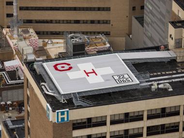 Aerial view of Cooper University Hospital Camden helipad