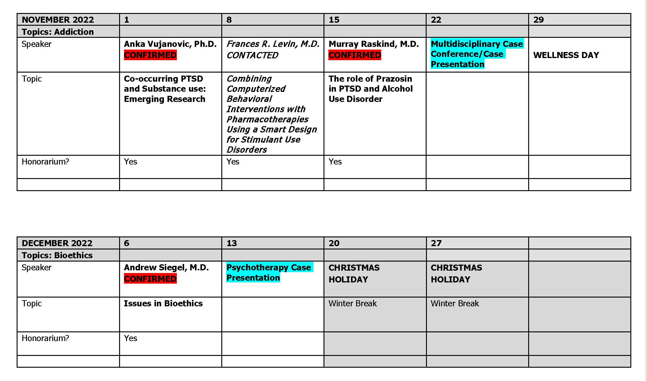 Grand Rounds - November and December 2022