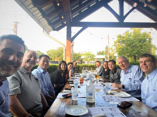 An outdoor social gathering of the pathology team during summer 2022