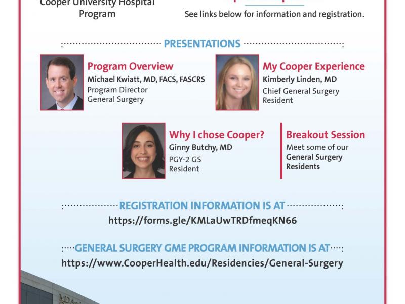 Thursday, September 10 Only: General Surgery Residency Virtual Meet and Greet