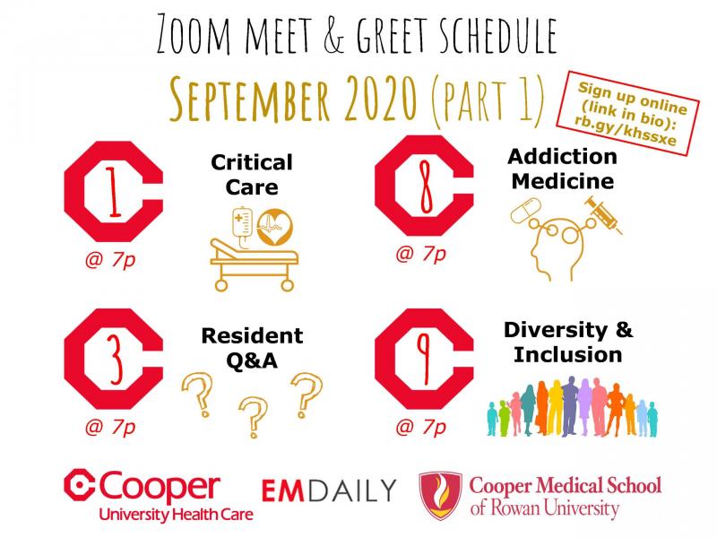 Emergency Medicine Hosts September Virtual Meet and Greets!